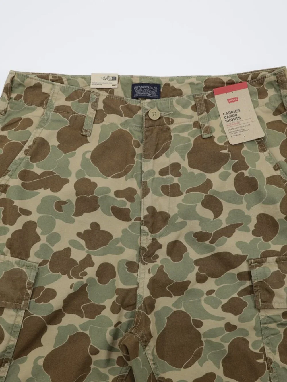 Levi's Men's Carrier Cargo Cotton Camo Comfortable Shorts‎ Green/Brown Size 34